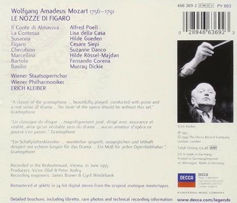 Le nozze di Figaro - CD Audio di Wolfgang Amadeus Mozart,Erich Kleiber,Lisa Della Casa,Cesare Siepi,Hilde Güden,Wiener Philharmoniker - 2