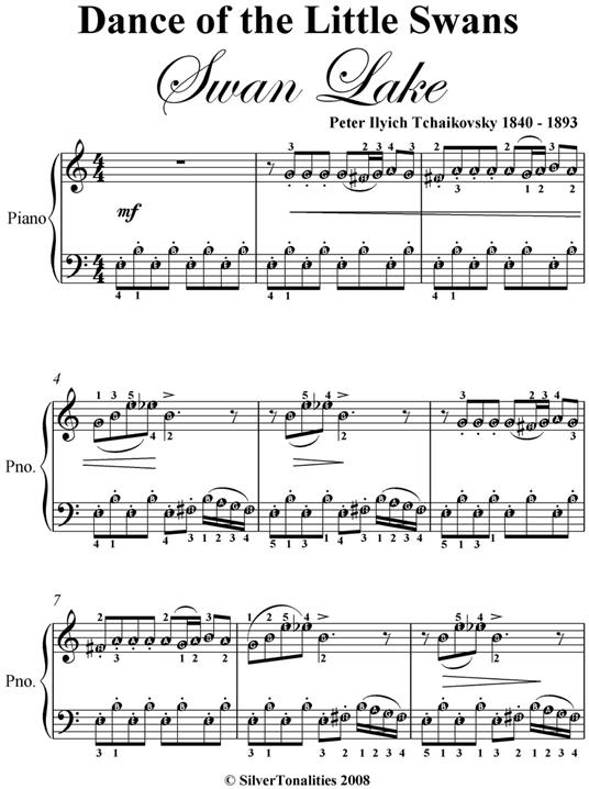 Dance of the Little Swans Swan Lake Easy Intermediate Piano Sheet Music - Peter Ilyich Tchaikovsky - ebook