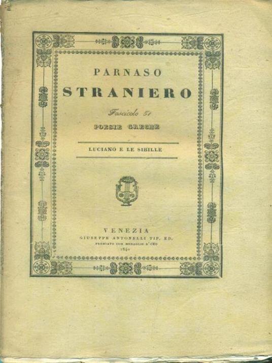 Parnaso straniero fasc. 51 Poesie greche: Luciano e le Sibille - copertina