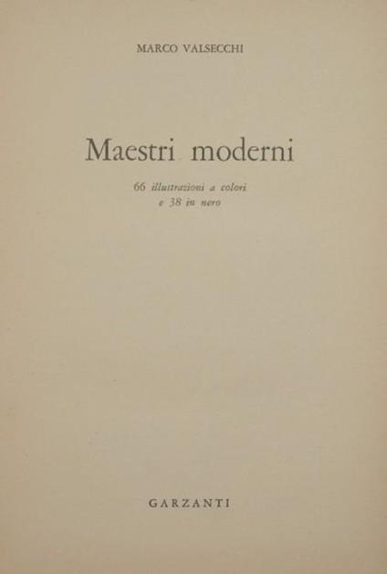 Maestri moderni - Marco Valsecchi - copertina