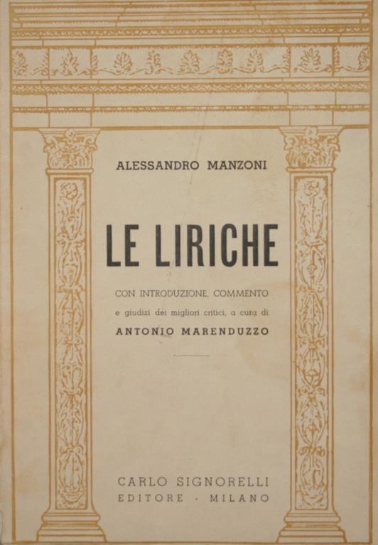 Le liriche - Alessandro Manzoni - copertina