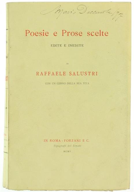 Poesie e Prose Scelte Edite e Inedite con un Cenno della Sua Vita - Raffaele Salustri - copertina