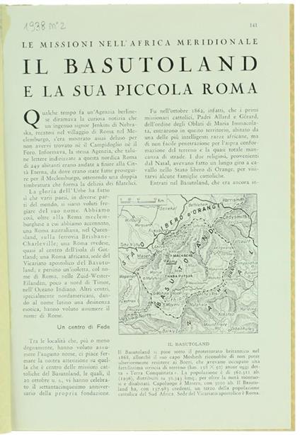 Il Basutoland e la Sua Piccola Roma. le Missioni nell'Africa Meridionale - B. Minelli - copertina