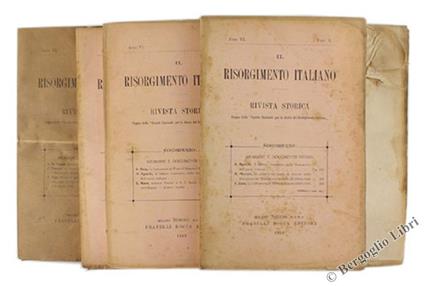 Il Risorgimento Italiano. Rivista Storica - Organo della "Società Nazionale per la Storia del Risorgimento Italiano". Anno vi - 1913 - copertina