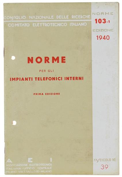 Norme per gli Impianti Telefonici Interni - copertina