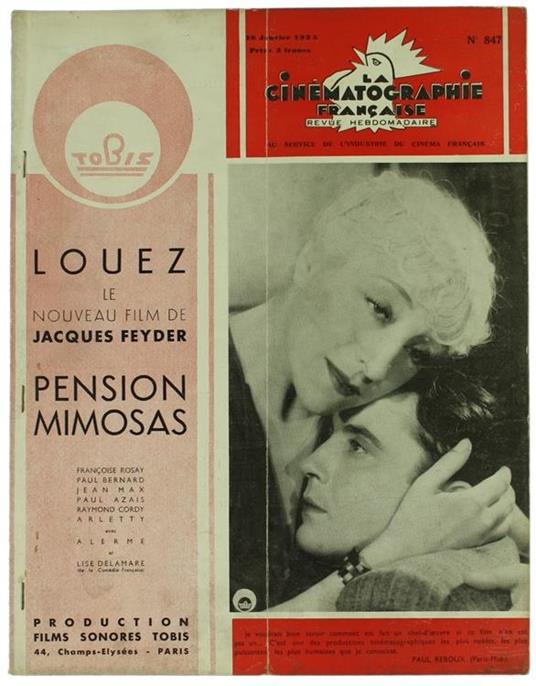La Cinematographie Française. Revue Hebdomadaire. N° 847 - Paul-Auguste Harlé - copertina