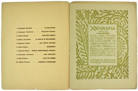 Xilografia. Pubblicazione Mensile Di Xilografie Originali. Anno Ii. Numero 22 - copertina