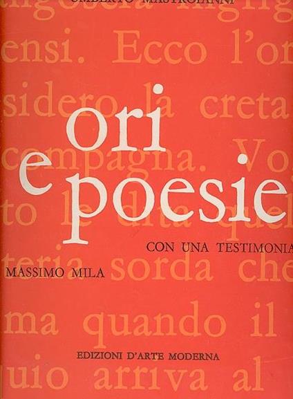 Ori e poesie - Umberto Mastroianni - copertina