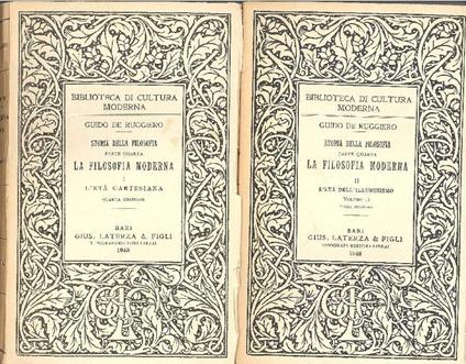 La filosofia moderna, 2 volumi, in 3 tomi - Guido De Ruggiero - copertina