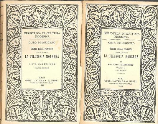 La filosofia moderna, 2 volumi, in 3 tomi - Guido De Ruggiero - copertina
