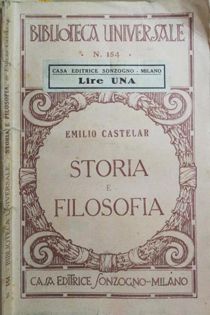 Storia E Filosofia - Emilio Castelar - copertina