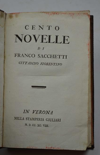 Cento novelle… - Franco Sacchetti - copertina