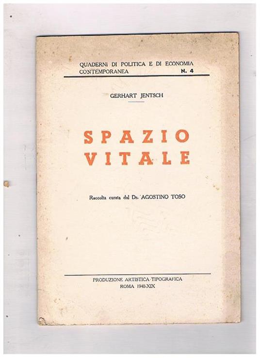 Spazio vitale a cura di Agostino Toso - Gerhart Jentsch - copertina