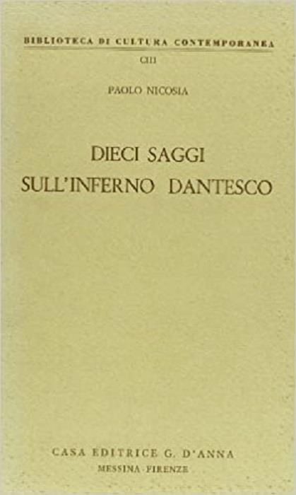 Dieci saggi sull’Inferno dantesco - Paolo Nicosia - copertina