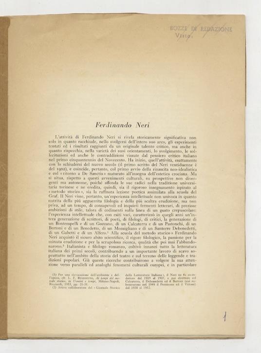 [Ritratti critici di francesisti italiani:] Ferdinando Neri - Lionello Sozzi - copertina