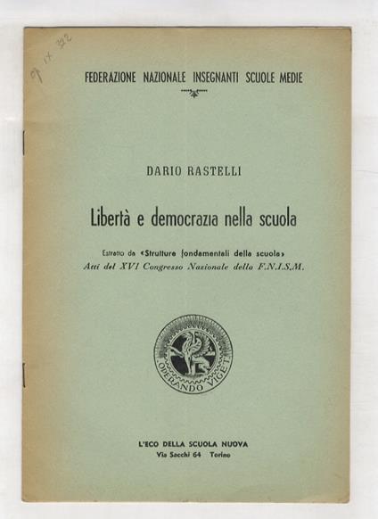 Libertà e democrazia nella scuola - copertina