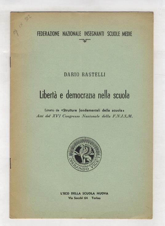 Libertà e democrazia nella scuola - copertina