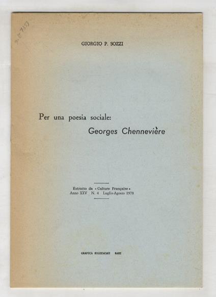 Per una poesia sociale: Georges Chennevière - copertina