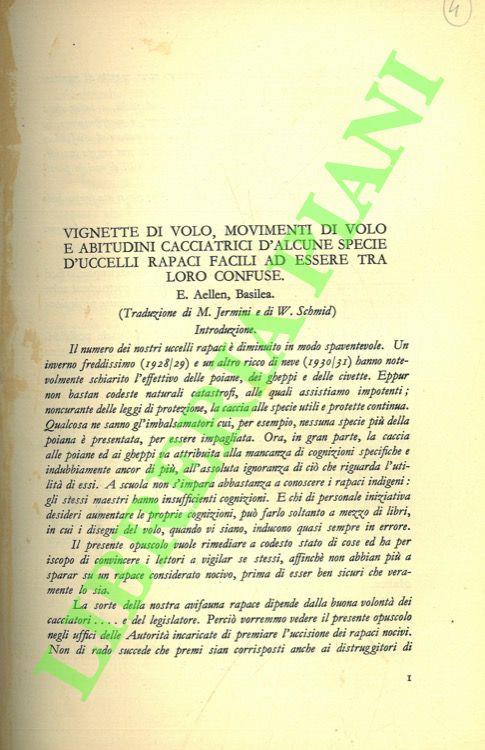 Vignette di volo, movimenti di volo e abitudini cacciatrici d'alcune specie d'uccelli rapaci facili ad essere tra loro confuse - copertina