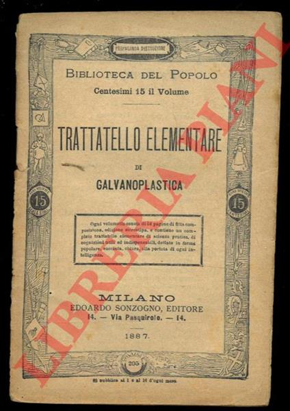 Trattatello elementare di galvanoplastica - copertina