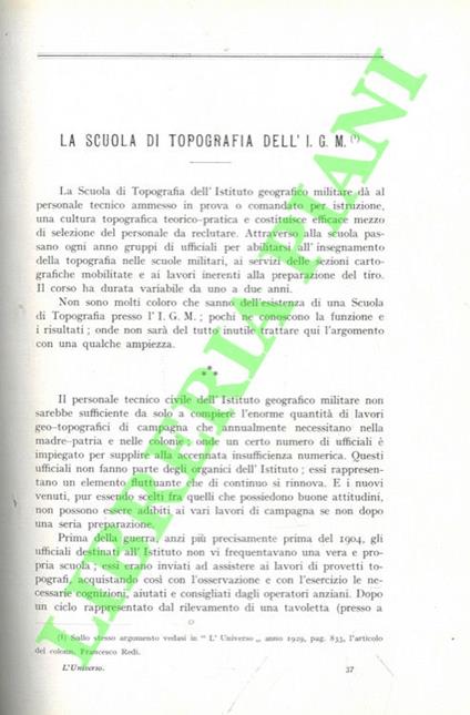 La scuola di topografia dell'I.G.M - copertina