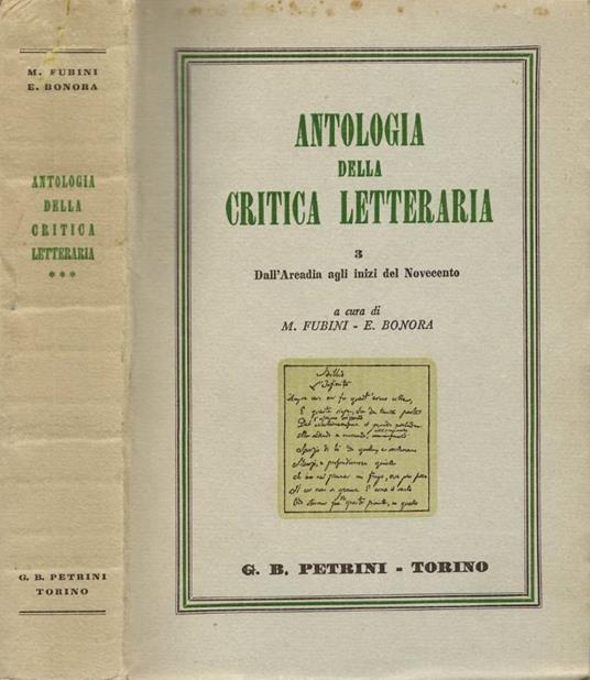 Antologia della critica letteraria: Dall'Arcadia agli inizi - copertina