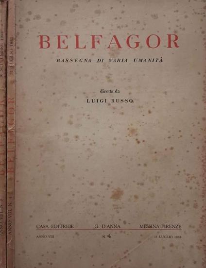Belfagor. Rassegna di varia umanità diretta da Luigi Russo - copertina