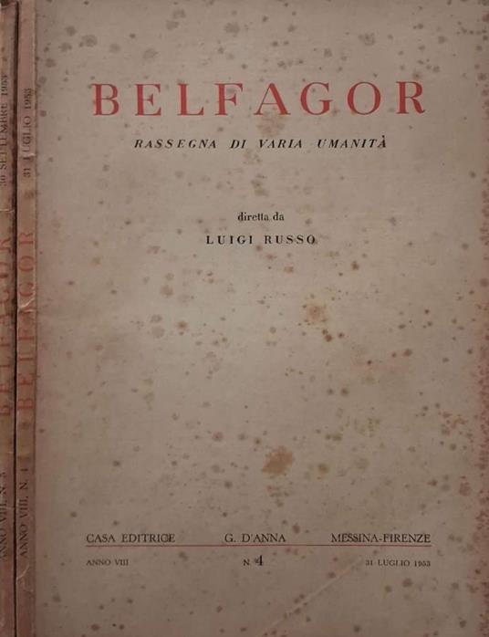 Belfagor. Rassegna di varia umanità diretta da Luigi Russo - copertina