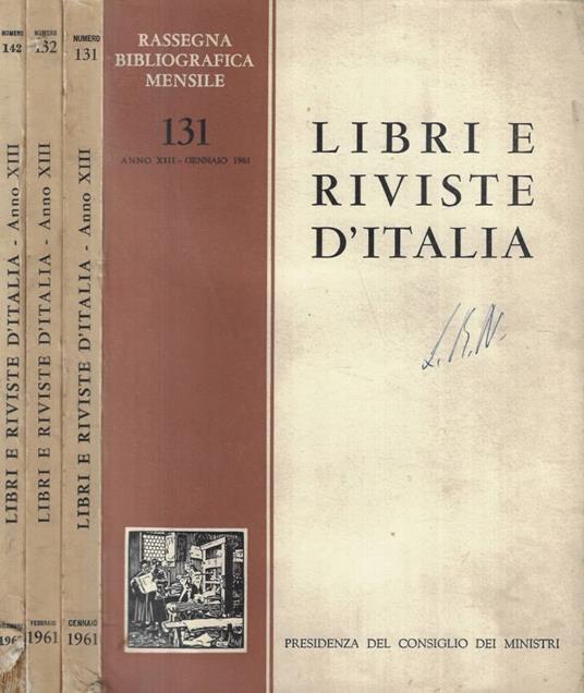 Libri e riviste d'Italia n. 131-132-142 Anno 1961 - copertina
