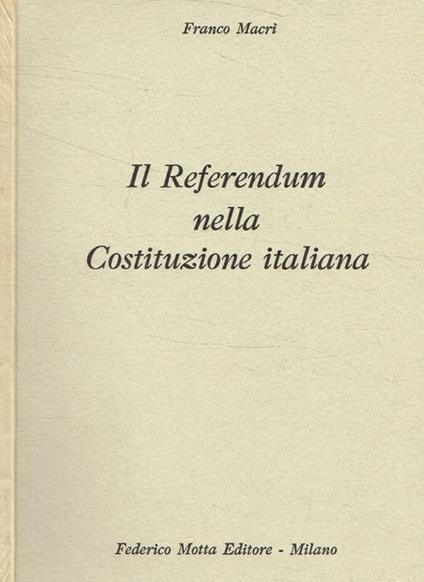 Il referendum nella Costituzione italiana - copertina