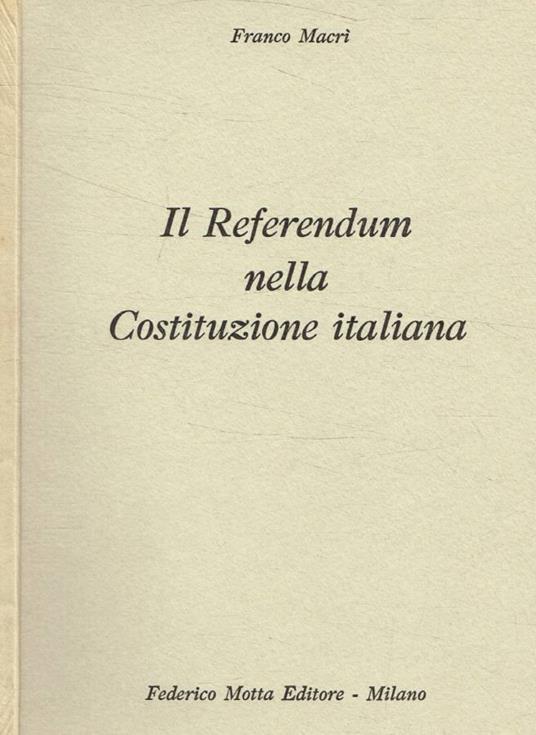 Il referendum nella Costituzione italiana - copertina