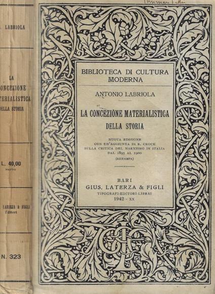 La concezione materialistica della storia - Antonio Labriola - copertina