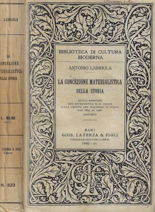 La concezione materialistica della storia - Antonio Labriola - copertina