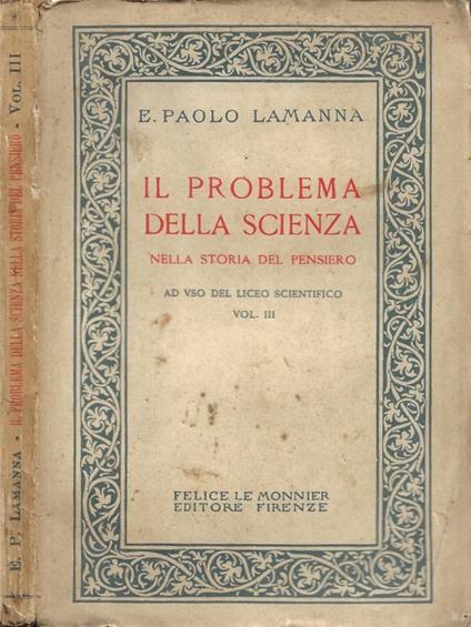 Il problema della scienza nella storia del pensiero; ad uso - Paolo E. Lamanna - copertina