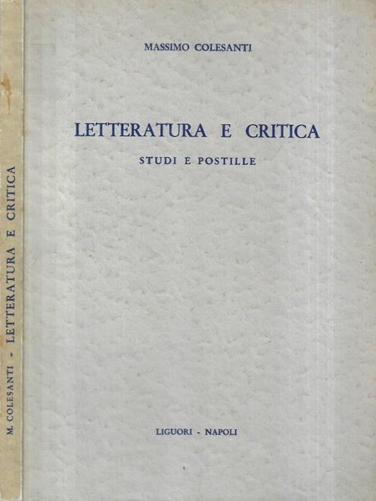 Letteratura e critica - Massimo Colesanti - copertina
