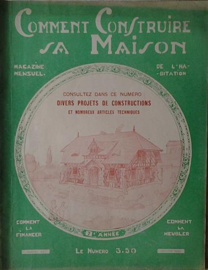 Comment Construire Sa Maison. Magazine Mensuel De L'Habitation. Janvier 1930 N. 60 - copertina