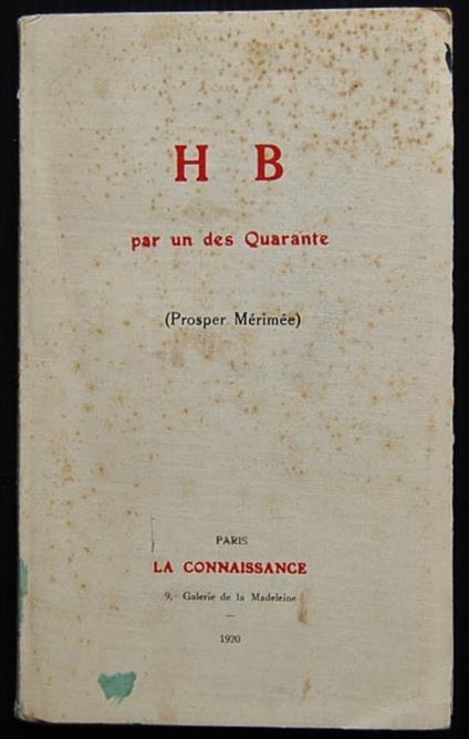 H B. Par Un Des Quarante - Prosper Mérimée - copertina