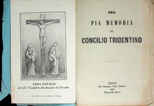 Una pia memoria al concilio tridentino - copertina