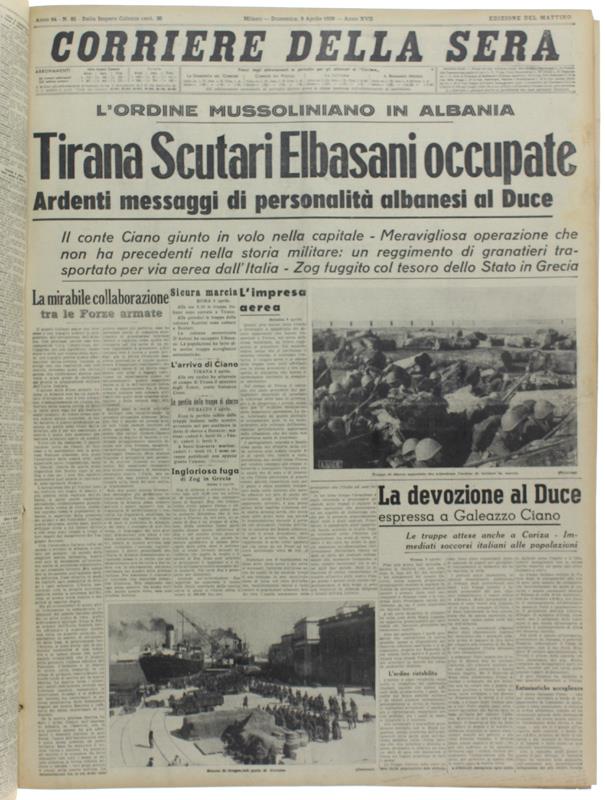 Corriere Della Sera. Dal 1 Aprile Al 31 Agosto 1939