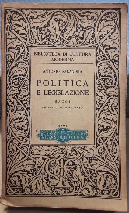 Politica e Legislazione-saggi Raccolti da G.Fortunato - copertina