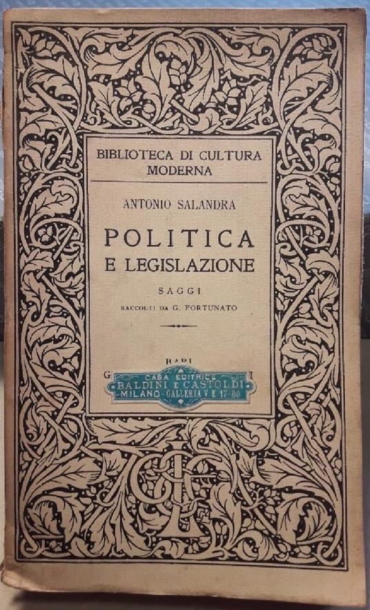 Politica e Legislazione-saggi Raccolti da G.Fortunato - copertina