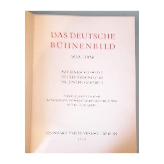Das Deutsche Buhnenbild 1933-1936 Mit Einem Vorwort Des Reichsministers Dr. Joseph Goebbels  - copertina