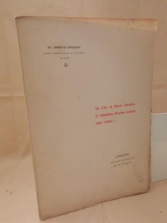 De Uita Et Morte Illustris. D. Baptistae Sfortiae Comiti Ssae Urnini  - copertina