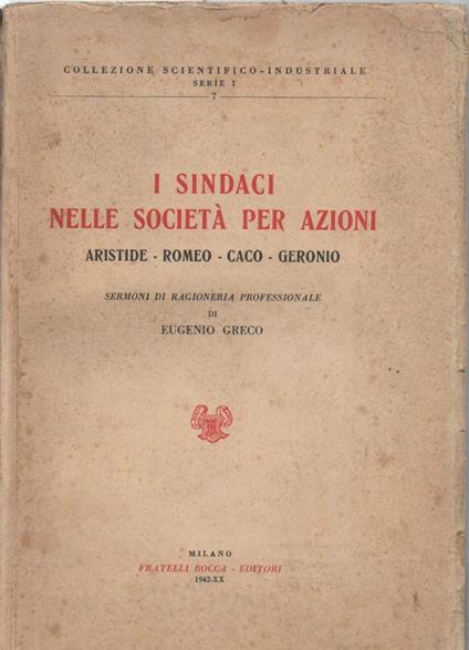 I Sindaci Nelle Società per Azioni  - copertina