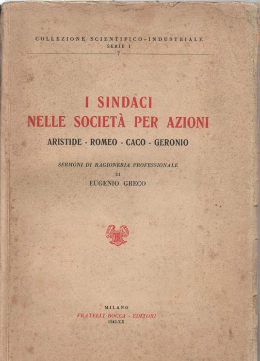 I Sindaci Nelle Società per Azioni  - copertina