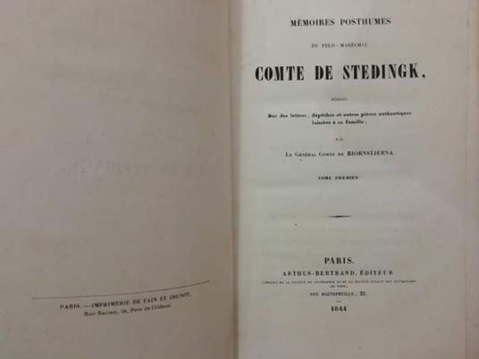 Memoires Posthumes Du Feld-marechal Comte De Stedingk  - copertina