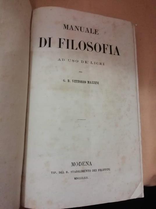 Manuale di Filosofia Ad Uso Dei Licei  - copertina