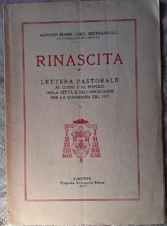 Rinascita-lettera Pastorale per La Quaresima Del 1927 - copertina