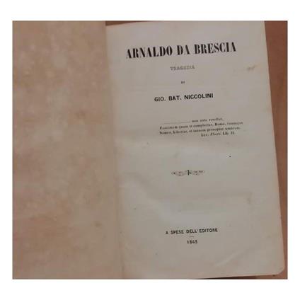Arnaldo da Brescia Tragedia  - copertina