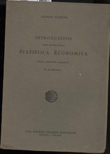 Introduzione Allo Studio Della Statistica Economica - copertina